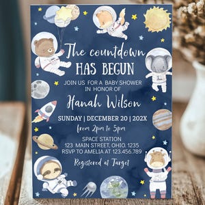 EDITABLE Outer Space Baby Shower Invitation, Space Themed Baby Shower Invite,  Baby Shower Invitation, Printable Template. O012