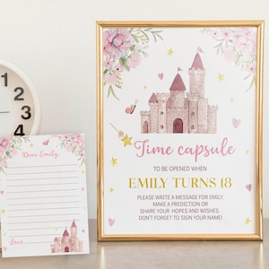 EDITABLE Princess Birthday Party Time Capsule Template, Princess 1st Birthday Time Capsule Sign, Princess Party Decor, Instant Download P001
