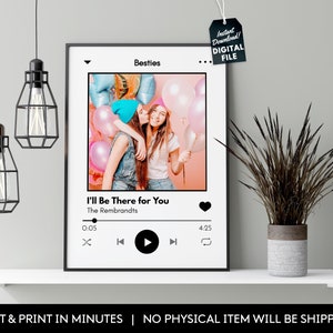 Editable Custom Song Poster, Personalized Music Print, Close Friend Gift, Gift For Best Friend, Present For Her/Him, Printable Template.SO01