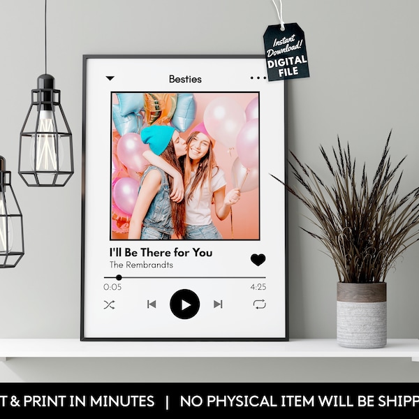 Editable Custom Song Poster, Personalized Music Print, Spotify Print, Gift For Best Friend, Present For Her/Him, Printable Template.SO01