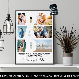 Collage de fotos de papá, impresión de fotos de papá personalizada, regalo de Navidad para papá, regalo para papá, regalo para el día del padre, regalo para papá, plantilla imprimible. #FD02