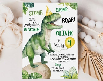 EDITABLE Dinosaur Invitation, Dinosaur Birthday Invitation, Dino Party, Jurassic 2nd 3rd 4th 5th Birthday, Any Age, Instant Download. D002
