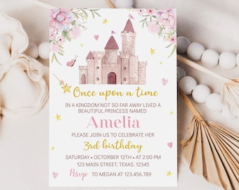 EDITABLE Princess Invitation, Once Upon A Time Birthday Invitation, Girl Birthday Invitation, Royal Birthday Invite, Instant Download. P001