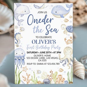 Oneder The Sea Invitation, Ocean Birthday Invitation, Under The Sea Birthday Invitation, Editable & Printable Template. O015