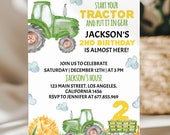 EDITABLE Tractor Birthday Invitation, Tractor 2nd Birthday Invite, Boy 2nd Birthday Invite, Tractor Invitation, Printable Template. #T003