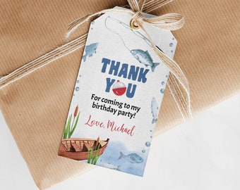 EDITABLE The Big One Favor Tags, Fishing Birthday Thank You Tag, Boy 1st Birthday Party Decoration, Printable Template F011