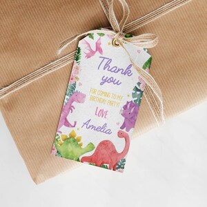EDITABLE Dinosaur Birthday Party Favor Tag, Dinosaur 1st Birthday Thank You Tag, Dinosaur Birthday Party Decorations, Instant Download D006