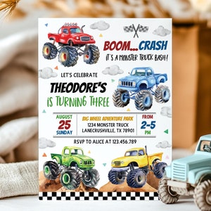monster truck birthday invitation