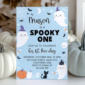 Bearbeitbare Gruselige Geburtstagseinladung, Halloween-Einladung, Halloween 1. Geburtstag, erster Geburtstag Halloween Invite Sofort-Download HA01