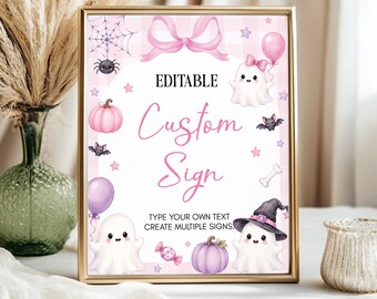 Editable Spooky One Party Sign | First Boo Day Birthday Sign | Little Boo Halloween Table Sign | Printable Decor | HA05