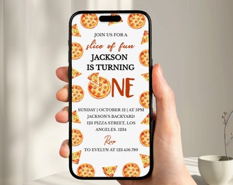 EDITABLE Pizza Party Birthday Invitation , Pizza First Birthday Invite, Kids Pizza Party 1st Birthday Evite, Electronic Invitation. P013