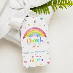 EDITABLE Rainbow Favor Tags, Rainbow Thank You Tag, Colorful Rainbow Birthday Gift Tag, Modern Rainbow Party Decor, Instant Download. #R006