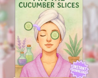 Spa Party Game Printable | Pin the Cucumber Slices | Girls Birthday Game | Sleepover Activity | Spa Birthday Party Decor | Instant Download