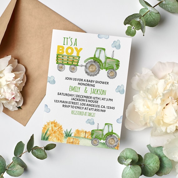 Tractor themed cheap baby shower