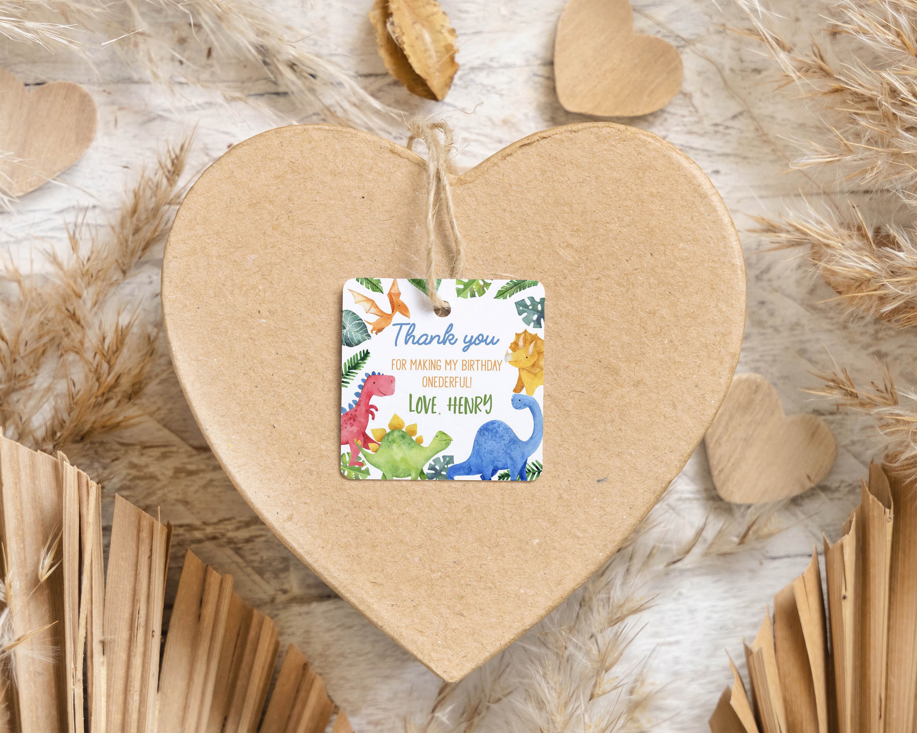 EDITABLE Dinosaur 1st Birthday Thank You Tag Dino Party - Etsy