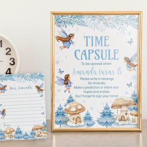 Winter Fairy Wonderland Time Capsule | Editable Fairy First Birthday Keepsake | Winter Onederland Party Printable