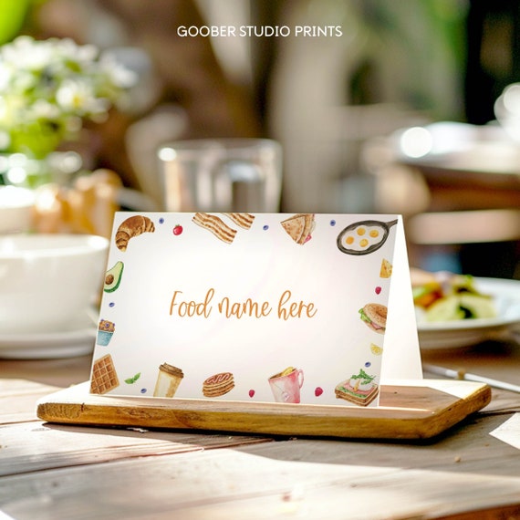 EDITABLE Brunch Birthday Tent Card, Brunch & Breakfast Birthday Decoration Place Cards, Brunch Birthday Party Decor, Printable. B020