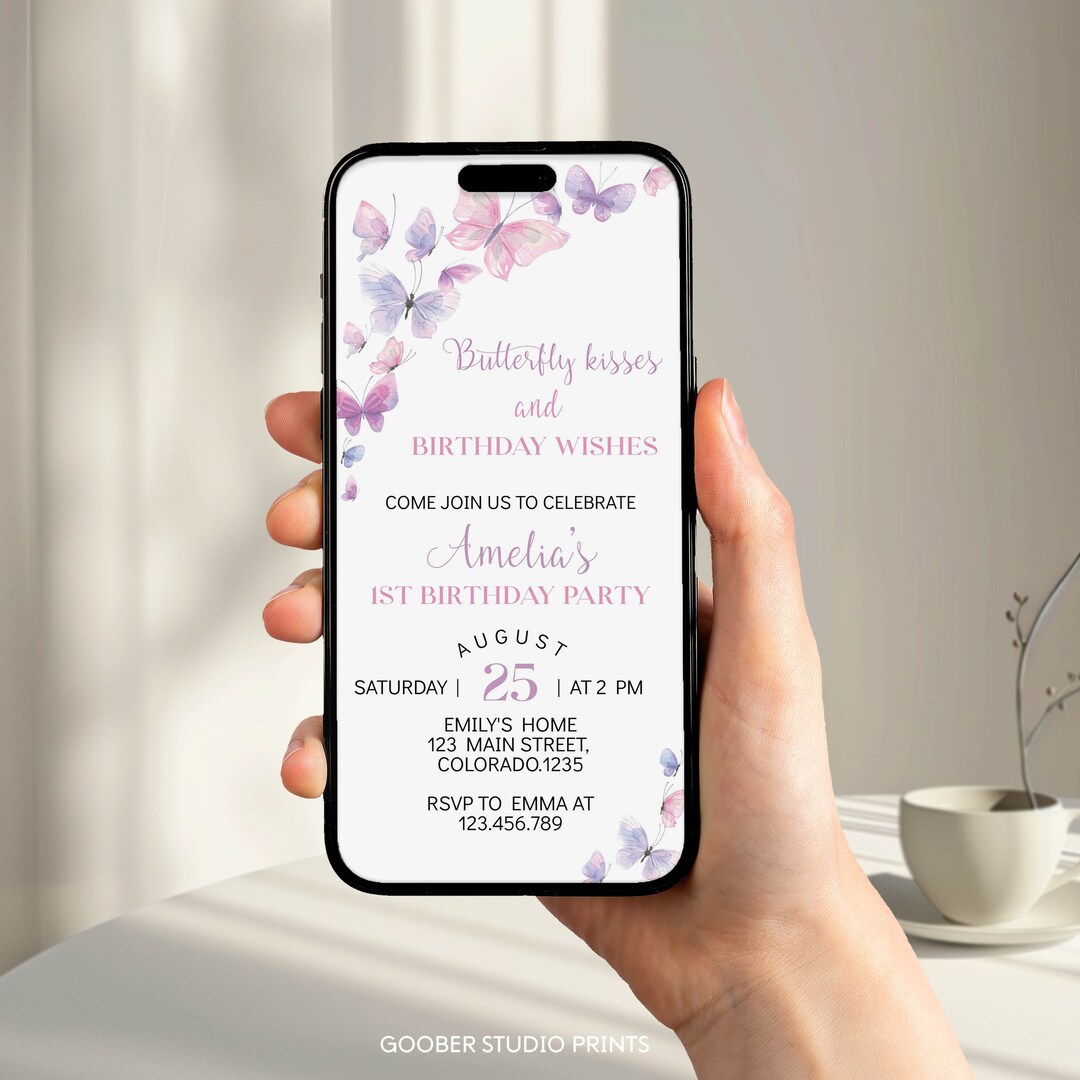 EDITABLE Butterfly Birthday Invitation, Flutter by Butterfly Party ...