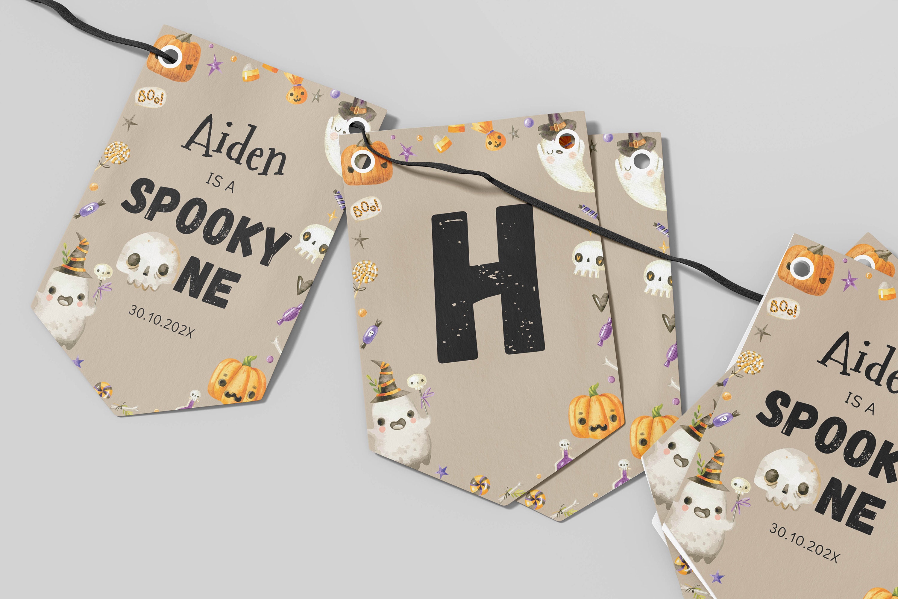 Spooky One First Birthday Banner - Halloween Baby Banner With Ghosts, Garland Photo Prop For Boy Or Girl - View #5