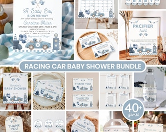Race Car Baby Shower Invitation Bundle | Editable Templates. R016