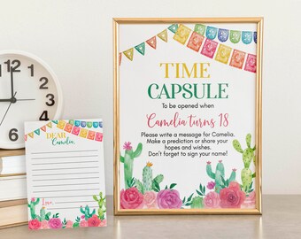 EDITABLE Fiesta First Birthday Time Capsule Template, Mexican Birthday Party Time Capsule Sign, Fiesta Decor, Instant Download. F018