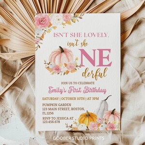 EDITABLE Our Little Pumpkin Is Turning One Invitation, Girl 1st Birthday Invite, Pumpkin First Birthday Invitation, Printable. P015 image 8