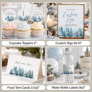 Winter Onederland Birthday Bundle | Winter Wonderland 1st Birthday Invitation Set | Woodland Deer Party Decor | Instant Download | W006 image 4