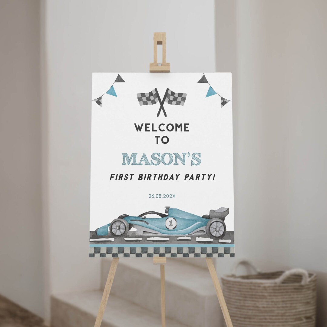 EDITABLE Race Car Birthday Party Welcome Sign, Race Car Birthday Sign ...