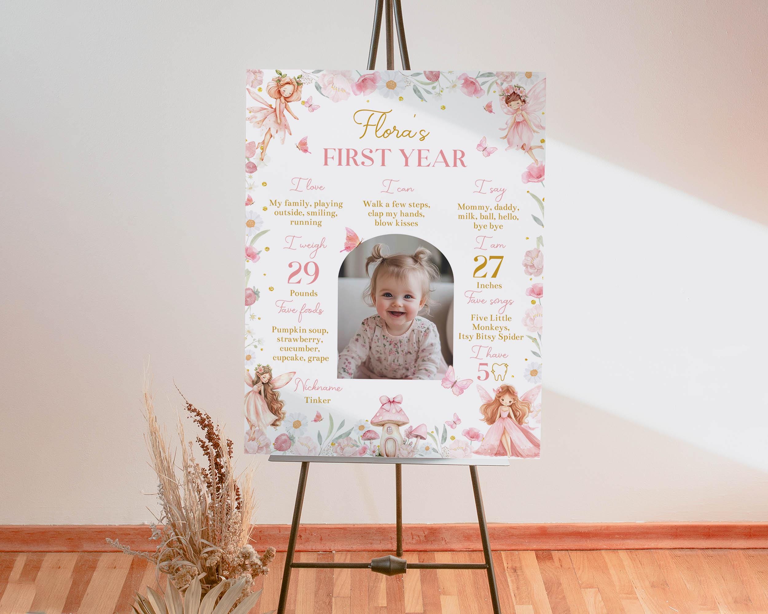 EDITABLE Fairy Theme Birthday Milestone Board, Fairy First Birthday ...