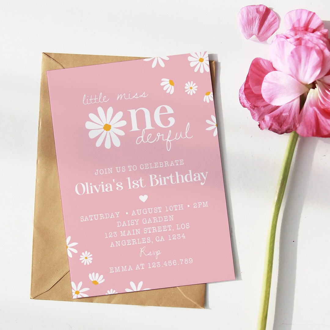 Editable Daisy Birthday Invitation Daisy First Birthday Etsy