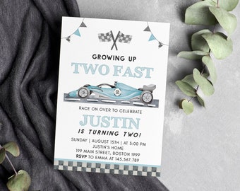 EDITABLE Two Fast Birthday Invitation, Race Car Birthday Invitation, Racecar Boy Birthday Invite, Printable Template. R012