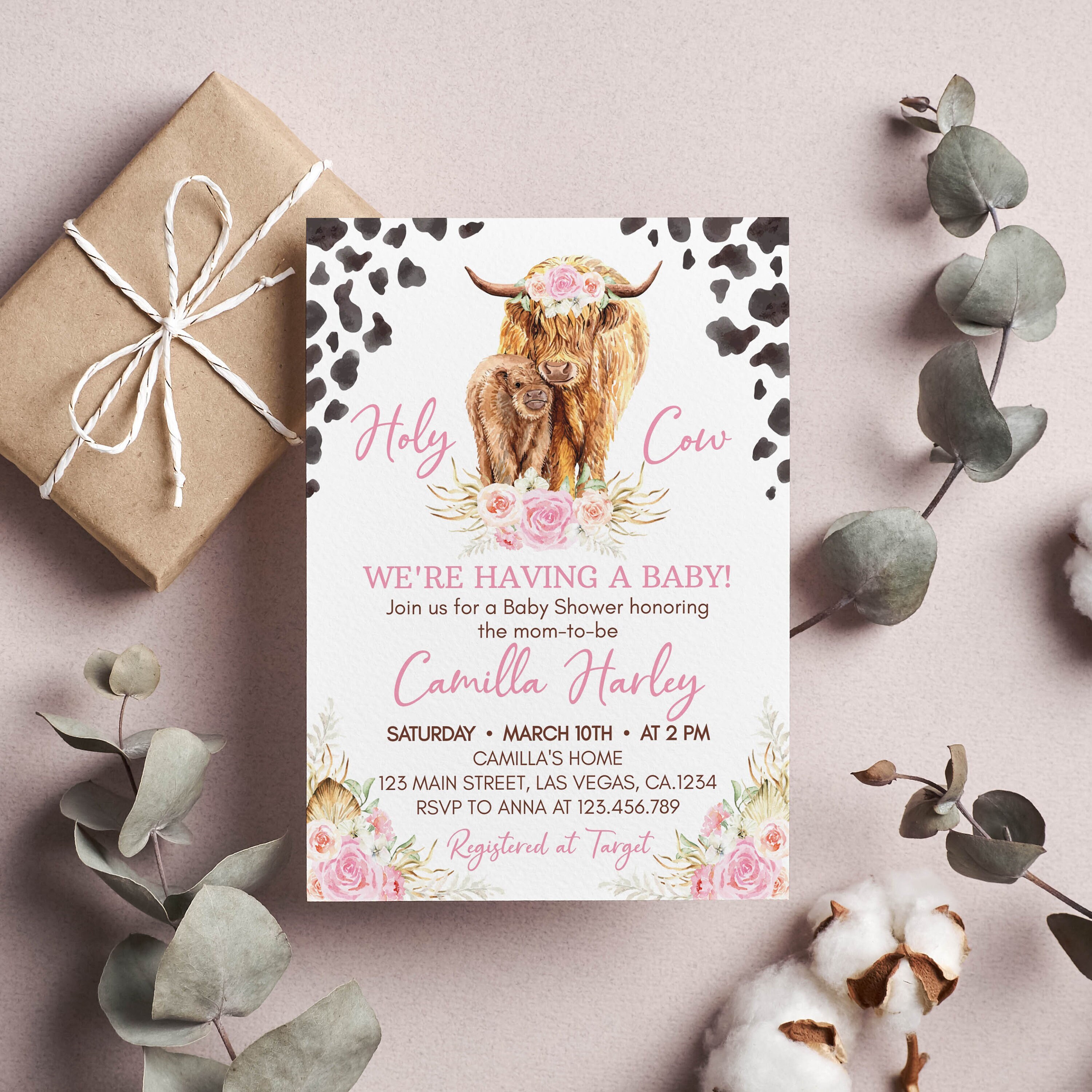 Printable Highland Cow Baby Baby Shower Invite (Download Now) 