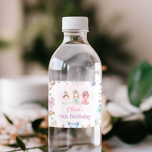 Spa Birthday Water Bottle Labels, Editable Spa Party Decorations, DIY ...