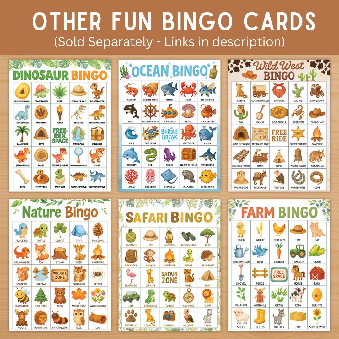 Wild West Bingo Game Printable | Western Cowboy Party Game | Kids ...