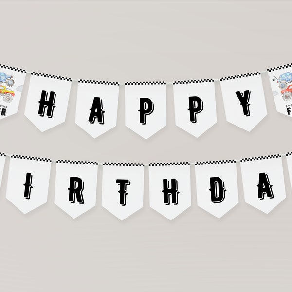 Editable Monster Truck Birthday Banner, Monster Trucks Birthday Party Banner, Boy Birthday Decoration, Customizable Template. M008