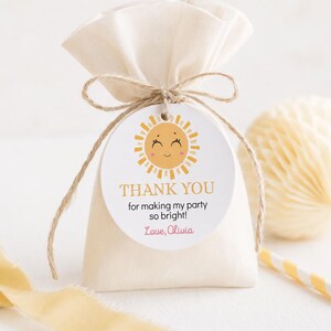 EDITABLE Sunshine 1st Birthday Thank You Tag, Girl First Birthday Favor Label, First Trip Around the Sun Favor Instant Download. S018 image 3