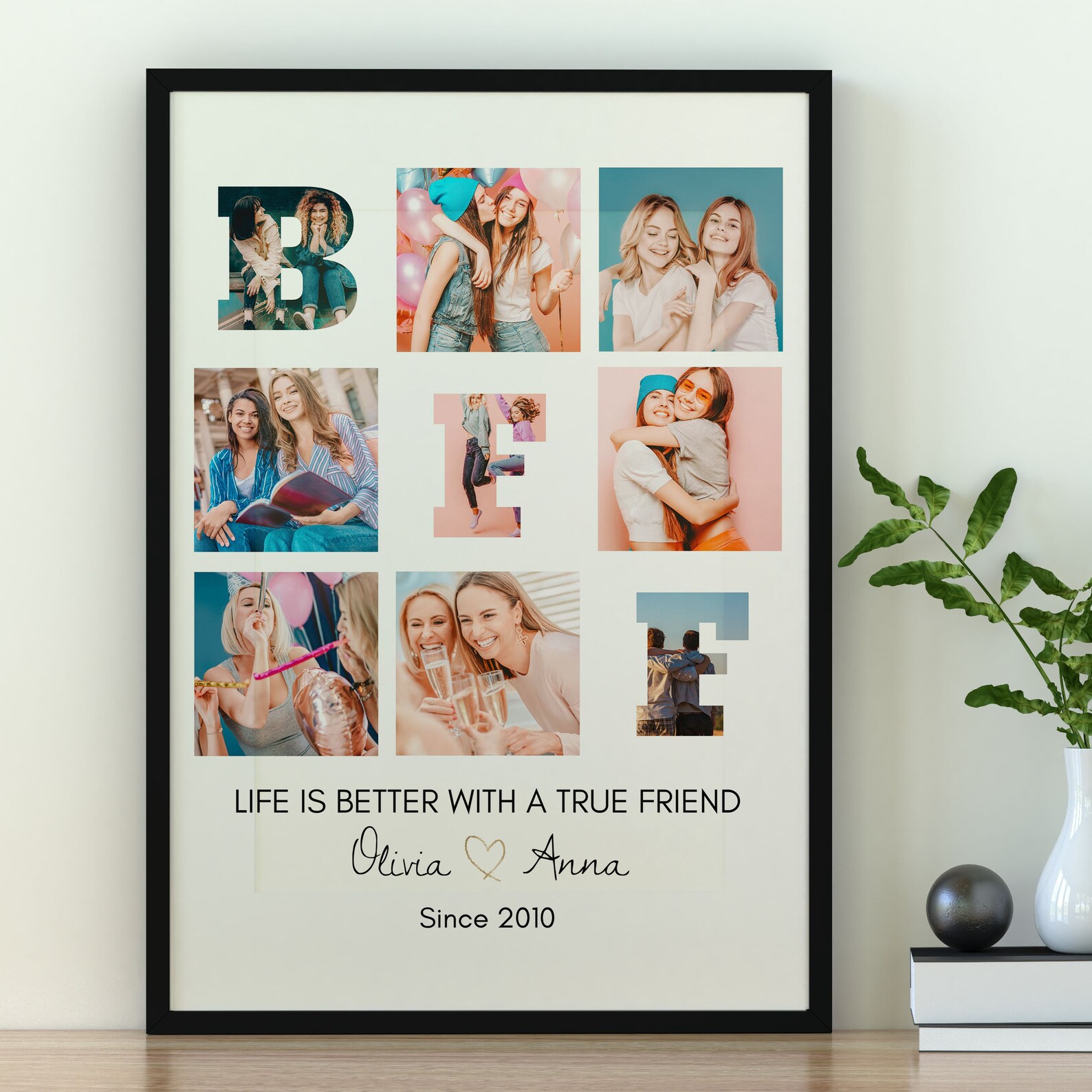 Editable Friend Photo Collage Best Friend Birthday Gift Etsy