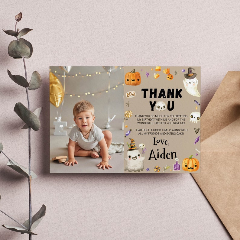 EDITABLE Spooky One Birthday Thank You Card Halloween 1st - Etsy Australia