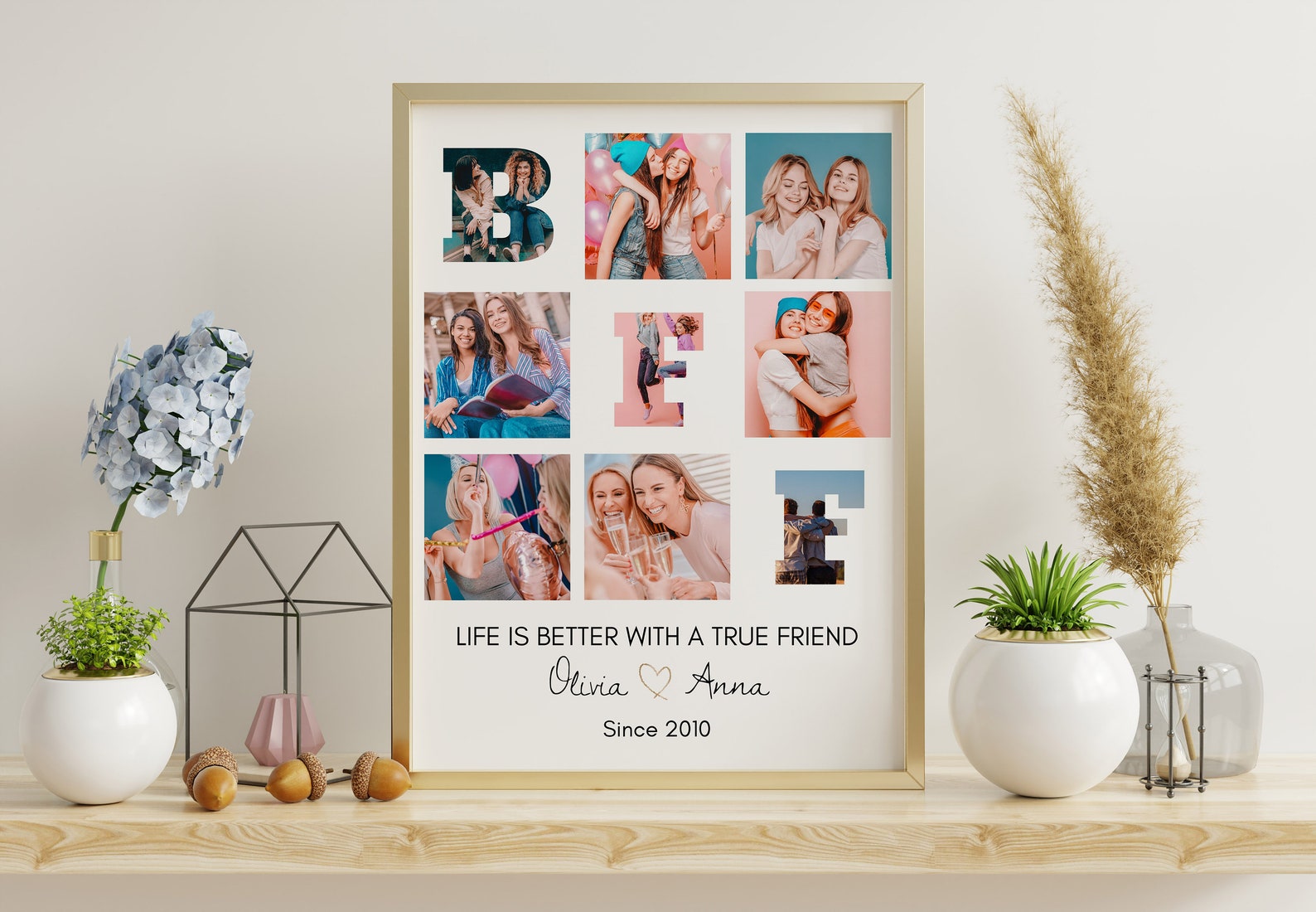 Editable Friend Photo Collage Best Friend Birthday Gift Etsy