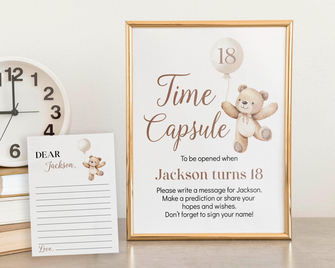 EDITABLE Beary 1st Birthday Time Capsule Template, Teddy Bear Birthday ...