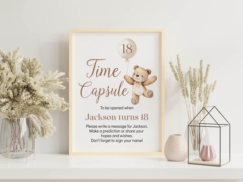 EDITABLE Beary 1st Birthday Time Capsule Template, Teddy Bear Birthday ...