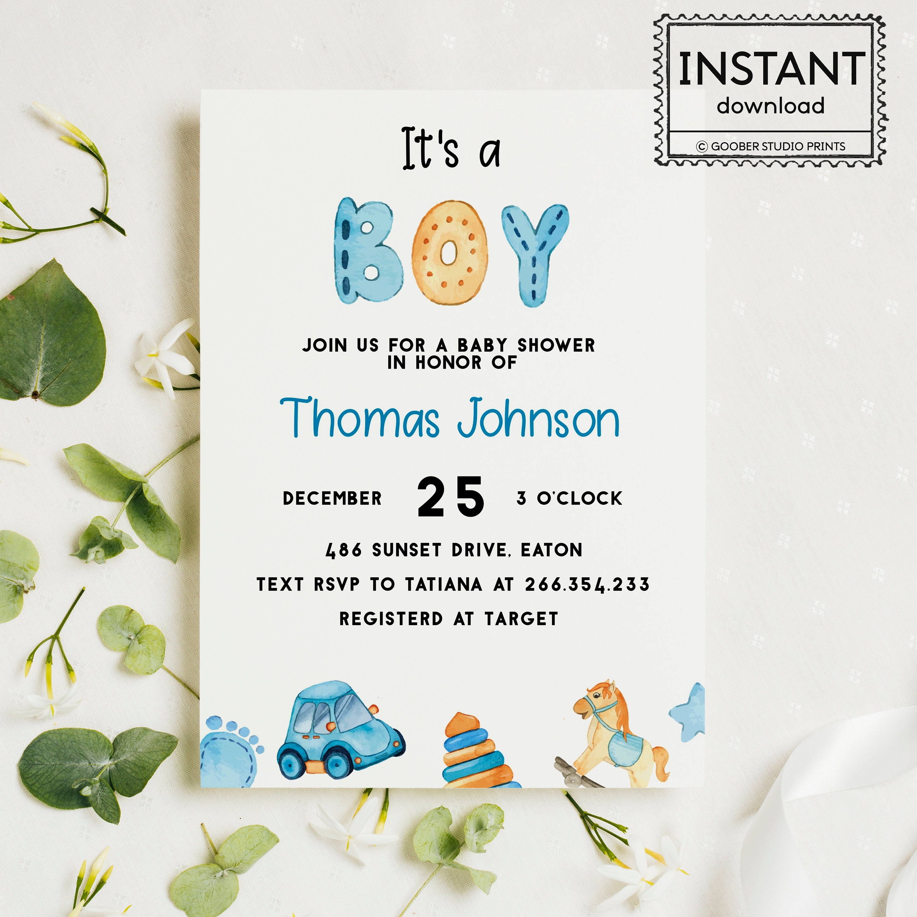 Editable It's A Boy Baby Shower Invitation Boy Baby Etsy