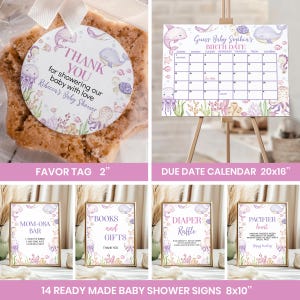 Puede incluir: Un conjunto de papeler&iacute;a para baby shower con ilustraciones de delfines, ballenas y criaturas marinas. Incluye una etiqueta redonda de 5 cm, un calendario de 51x41 cm y carteles de 20x25 cm para diversas actividades y juegos de la celebraci&oacute;n.