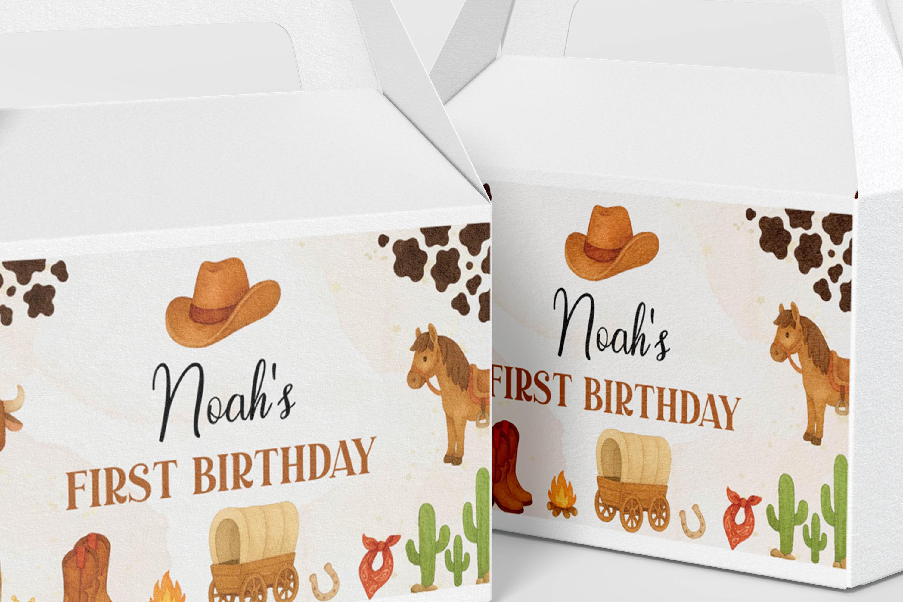 Pink Rodeo Theme Gable Box My First Rodeo Favor Box Gable Label, Cowboy Birthday Party Gable Gift ...