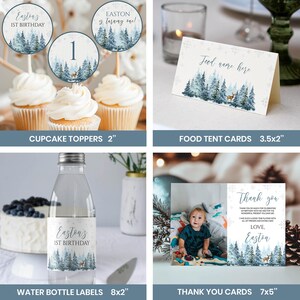 Winter Onederland Einladung Bundle, Winter 1.Geburtstag Dekor Kit, Winter Waldland Hirsch Geburtstagsparty Paket, Sofort Download. W006 Bild 4