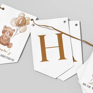 Editable Bear Birthday Banner, Teddy Bear Happy Birthday Banner, Beary ...