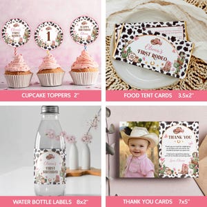 Editable Cowgirl Birthday Invitation Set, My First Rodeo Birthday Bundle, 1st Rodeo Birthday Invitation Bundle, Printable Templates. C011 image 5