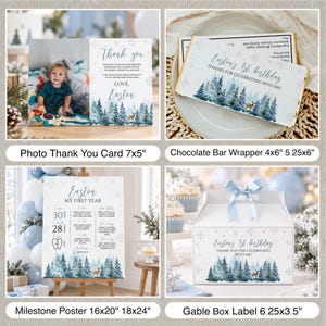 Winter Onederland Birthday Bundle | Winter Wonderland 1st Birthday Invitation Set | Woodland Deer Party Decor | Instant Download | W006 image 6