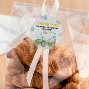 EDITABLE Tractor Birthday Thank You Tag, Farm Birthday Favor Label ...