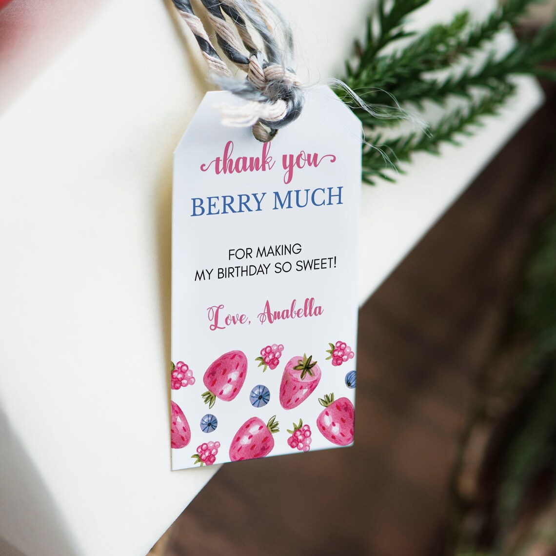 EDITABLE Berry First Birthday Thank You Tag Sweet Berry | Etsy